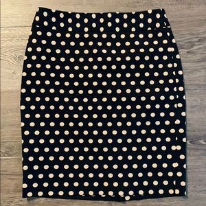 Loft Black & Tan Polka Dot Pencil Skirt in 4P